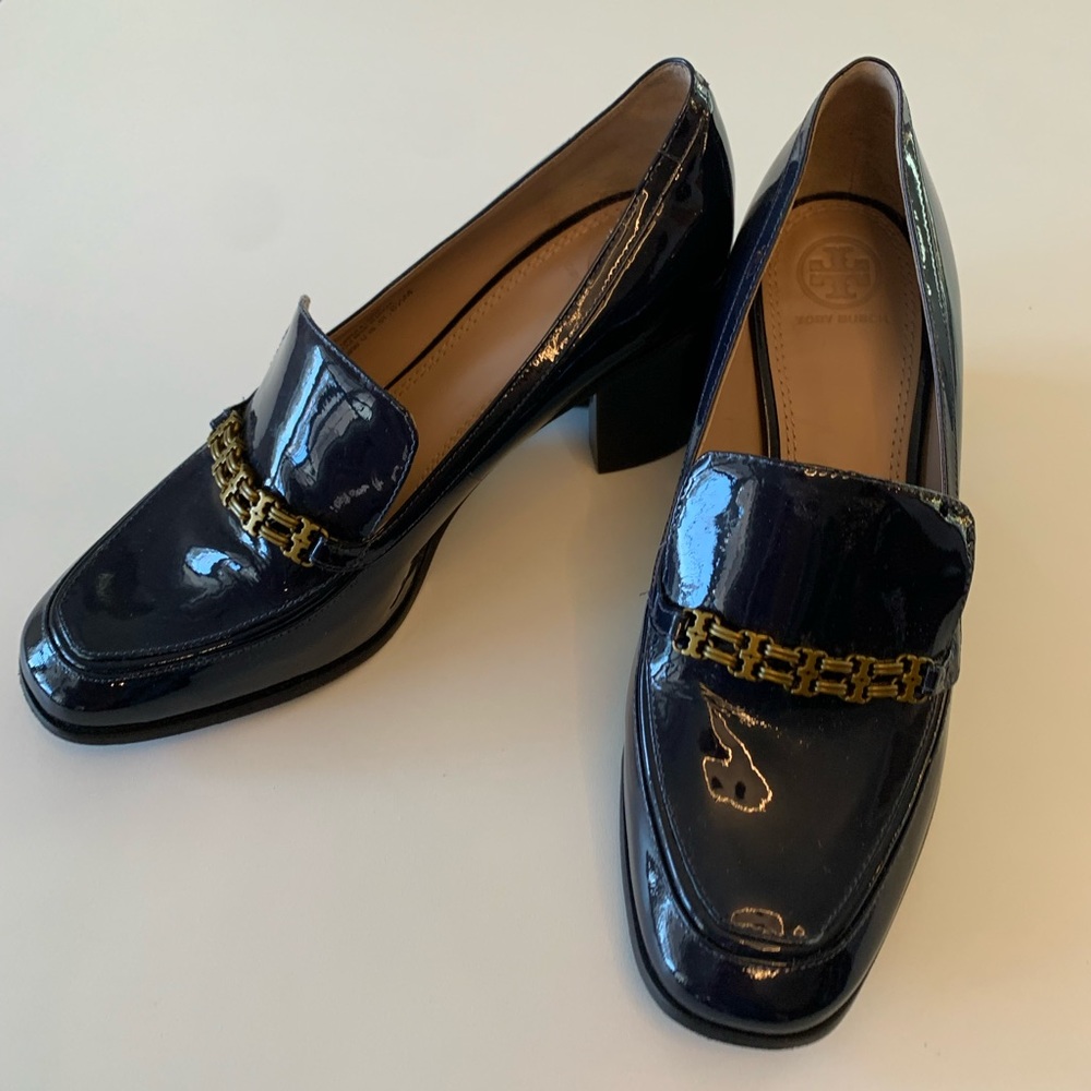 Tory Burch Patent Leather Chain-Link Accents Pumps